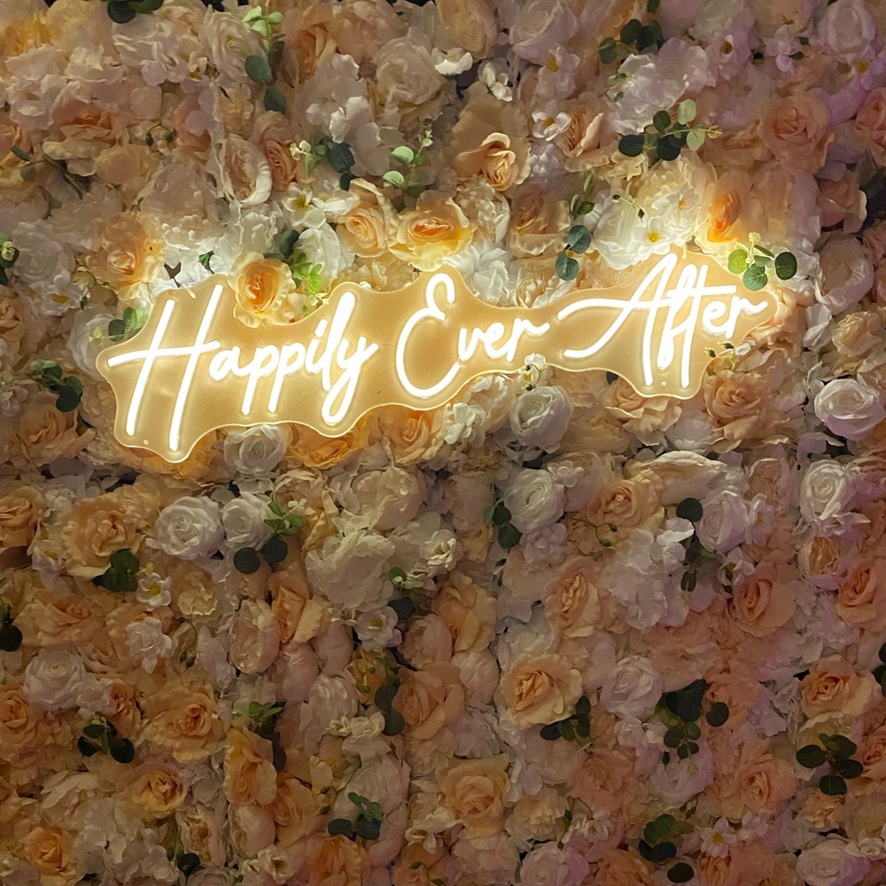 8.5” wide x 34” Neon Sign “Happily Ever After” . 3 different settings.